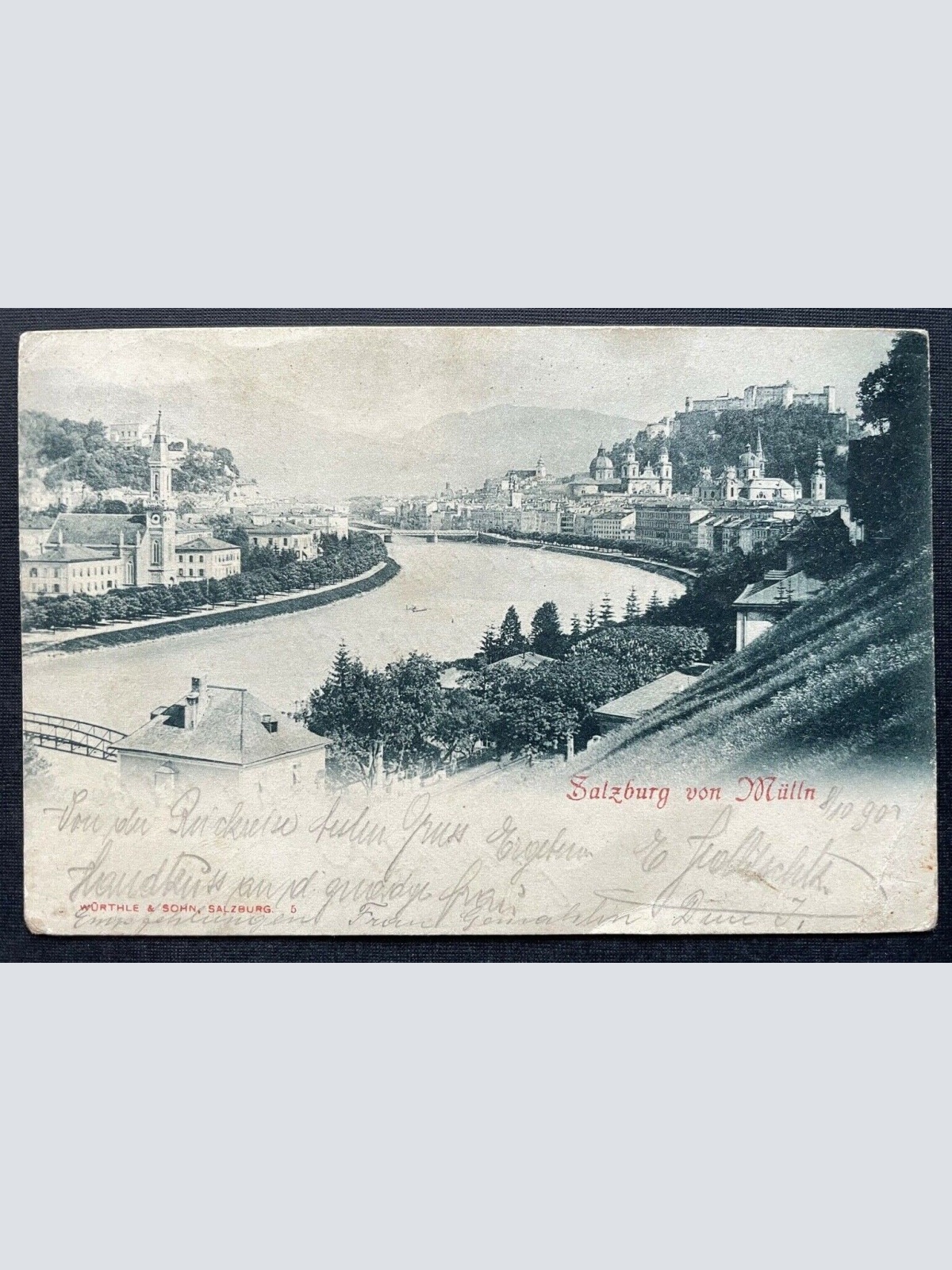 Salzburg von Mülln Salzach Fluss Brücke Festung Burg Kirche Österreich 410848 TH