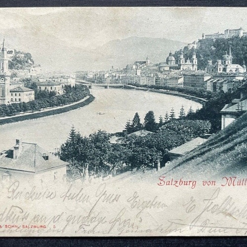 Salzburg von Mülln Salzach Fluss Brücke Festung Burg Kirche Österreich 410848 TH