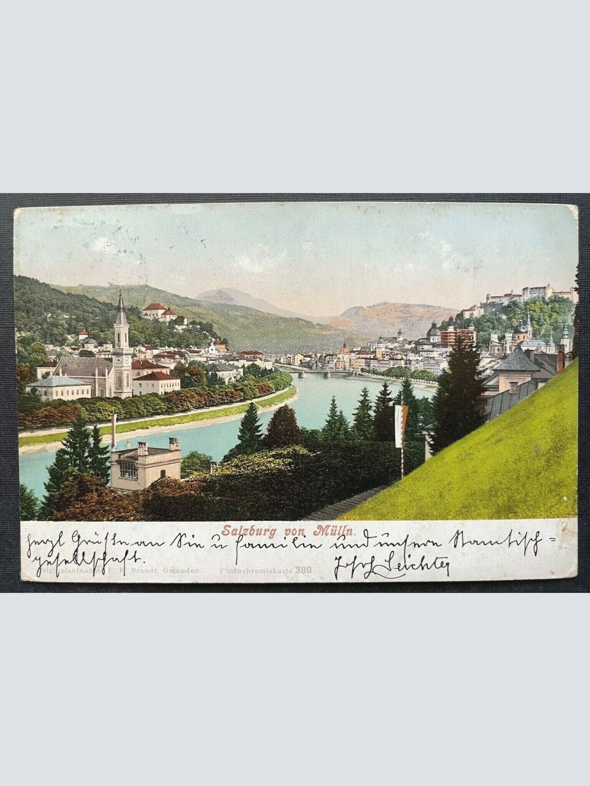 Salzburg von Mülln Salzach Fluss Brücke Festung Burg Kirche Österreich 410841 TH
