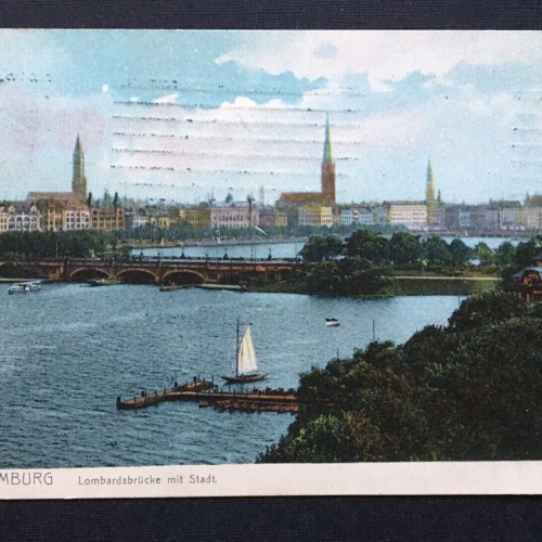 Hamburg Lombardsbrücke Stadt Segelboot Hafen Turm Wald Deutschland 4006801 TH
