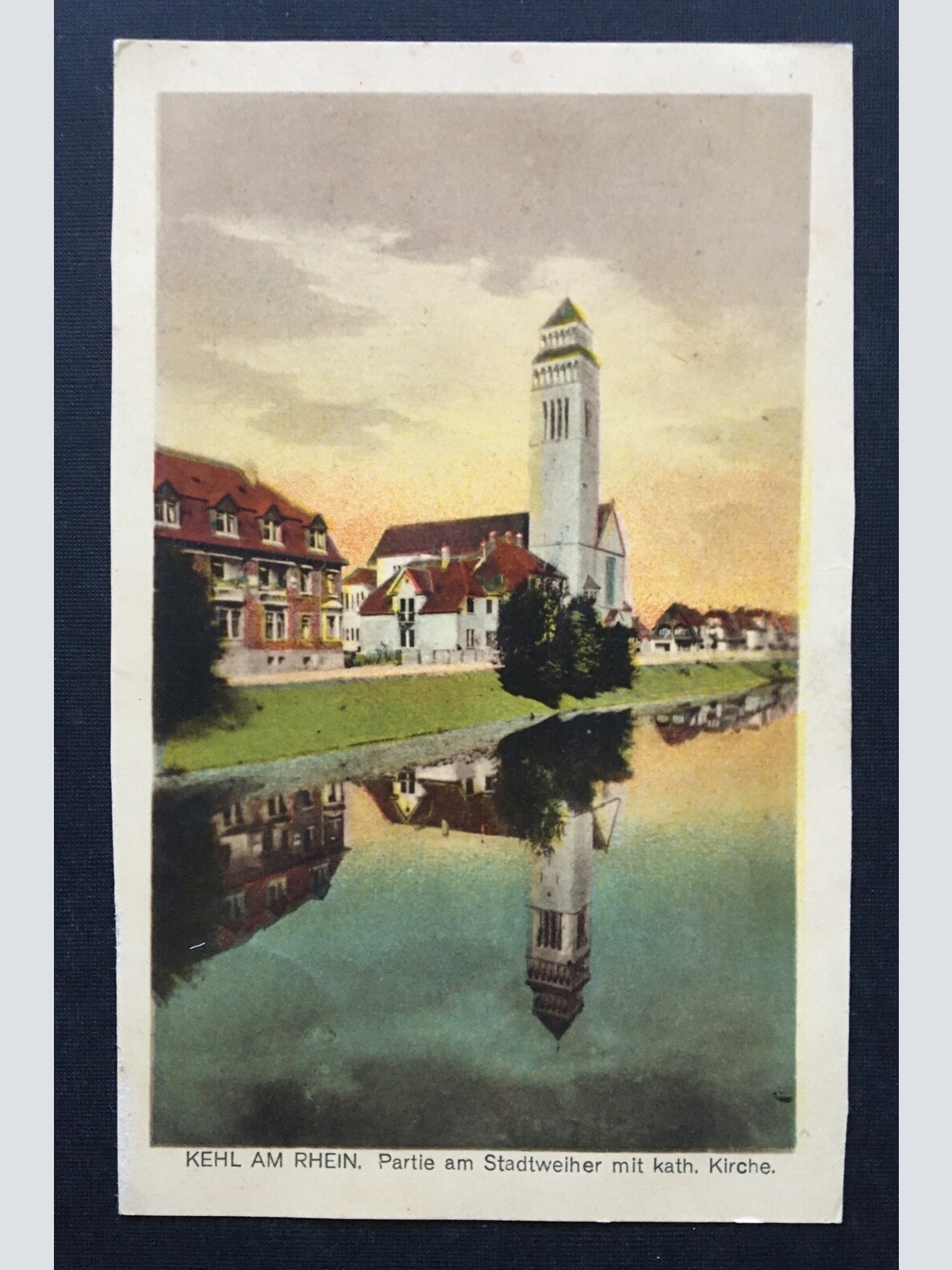 Kehl Rhein Stadtweiher Kath. Kirche See Baden-Württemberg Deutschland 401248 THA