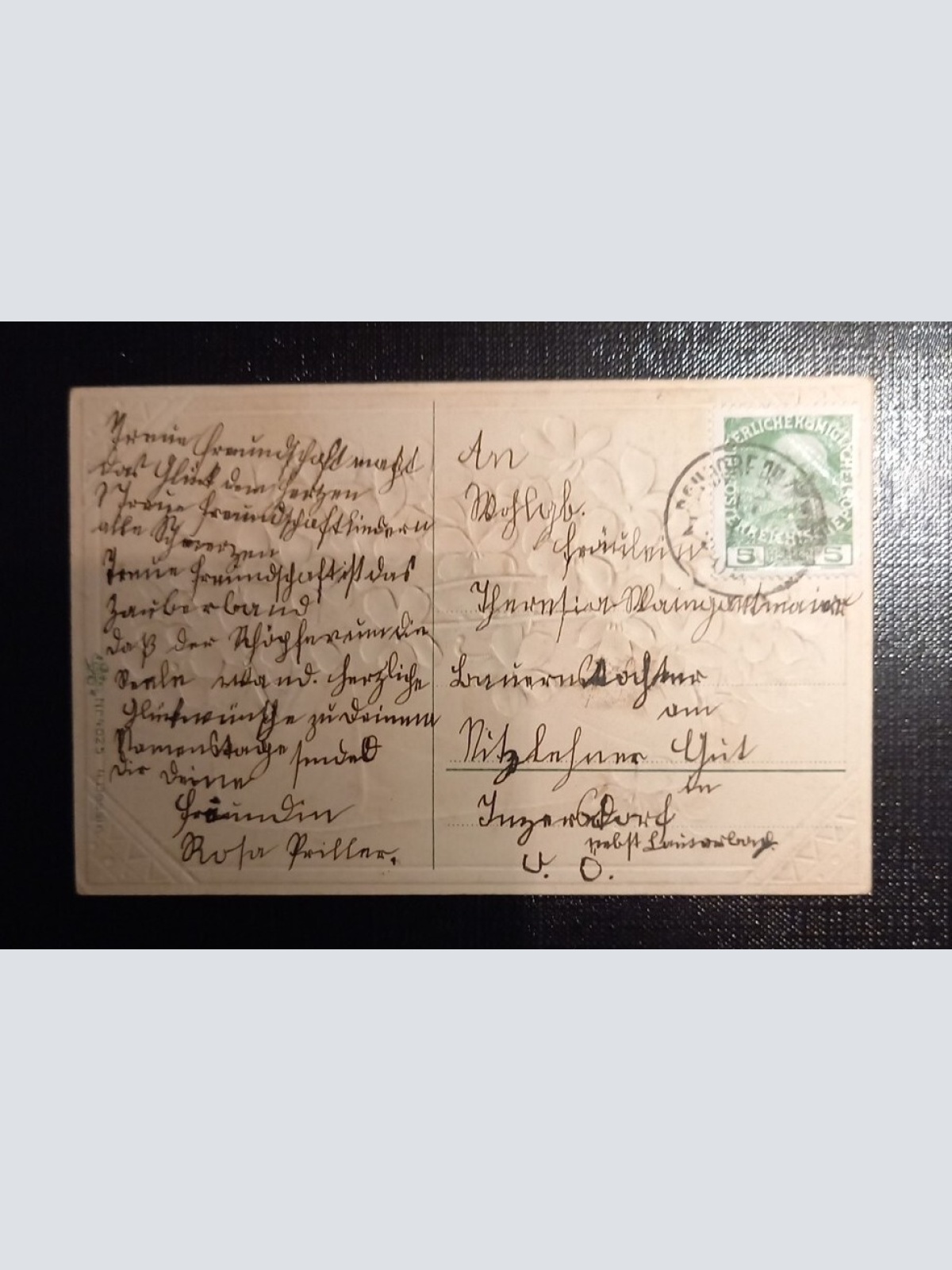 Prägekarte Die Besten Wünsche Zum Namenstag Tasche Mit Veilchen Ga B