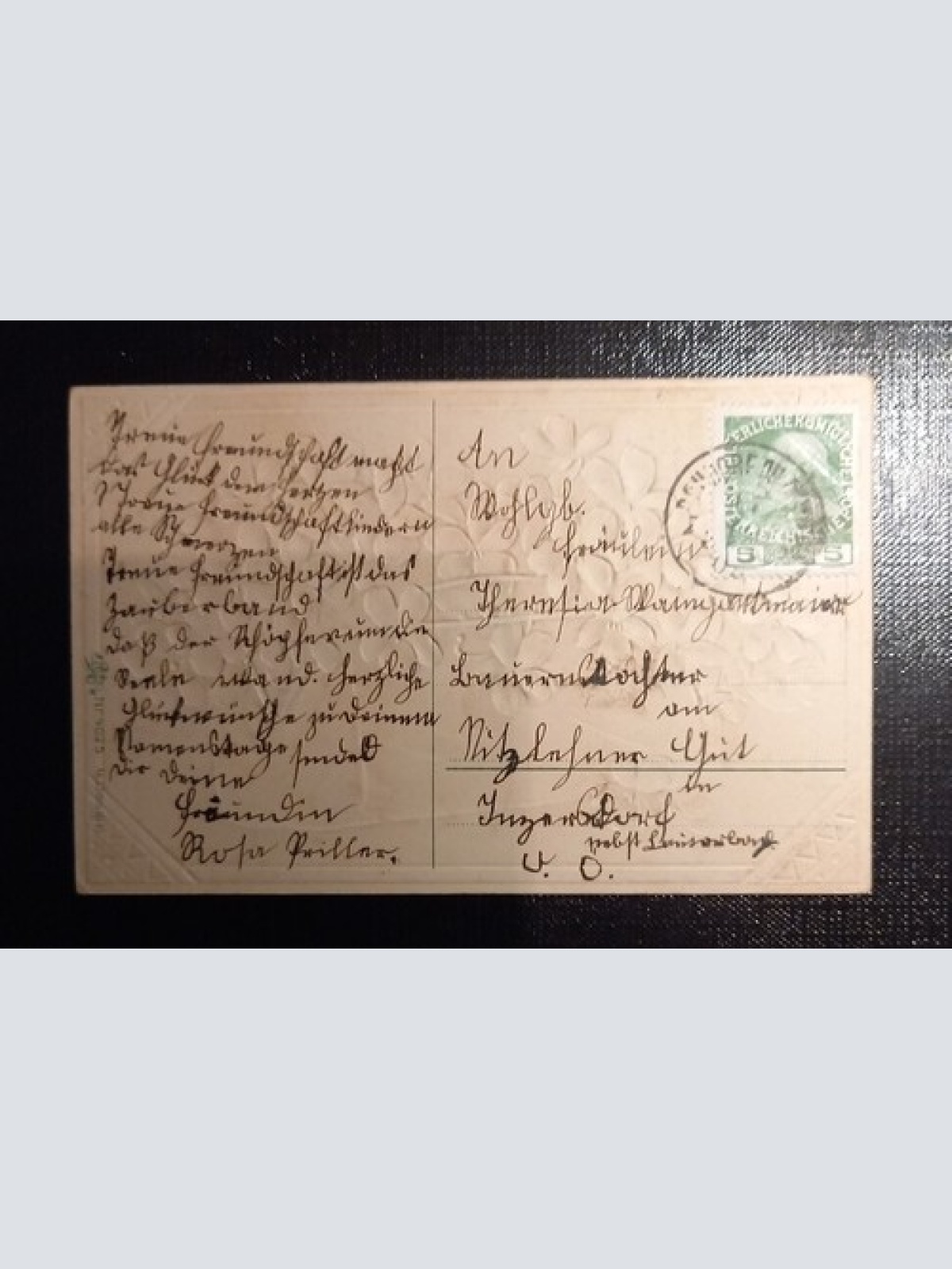 Prägekarte Die Besten Wünsche Zum Namenstag Tasche Mit Veilchen Ga B