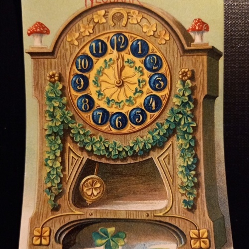 Glückliches Neujahr Uhr Pilze Klee 650443 Ga E