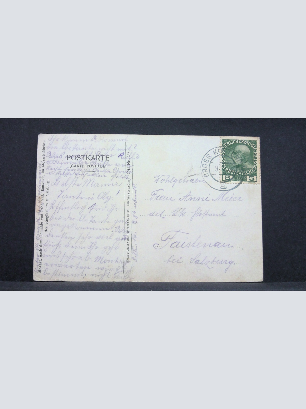 Mozart nach dem Gemälde Val. Janschek Stieglkeller Salzburg JW 165579