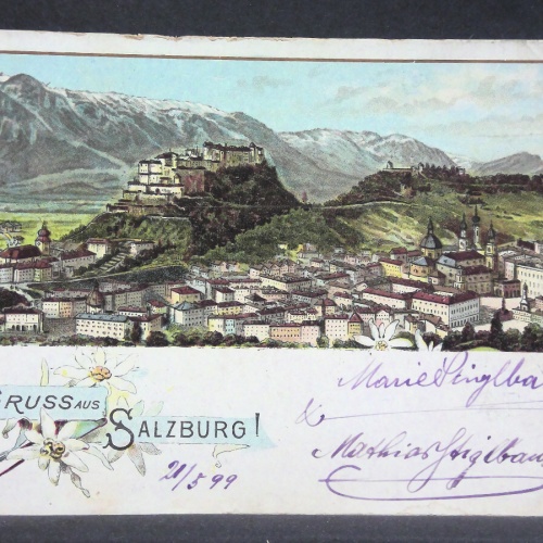 Gruss aus Salzburg Festung Hohensalzburg Zeichnung JW 272713