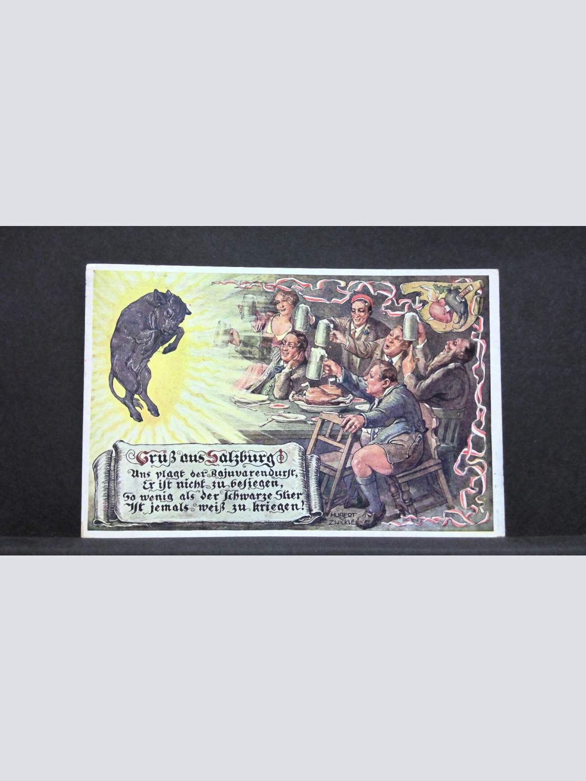 Salzburger Stier "Uns plagt der Bajuvarendurst.." Bier Lederhosen JW 7070