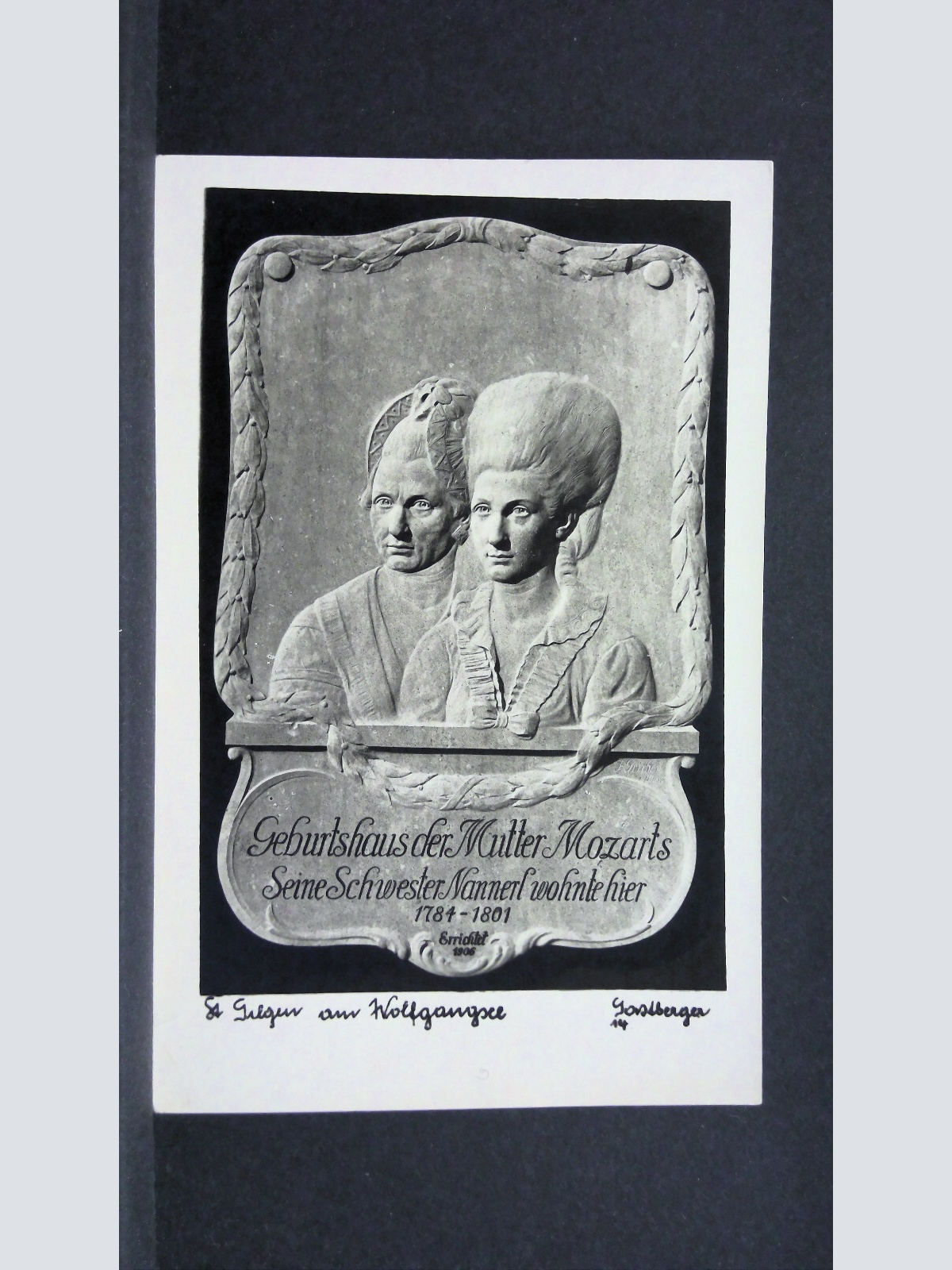 Plakette Geburtshaus Mozart Mutter Wohnhaus Mozart Schwester St Gilgen JW 165574