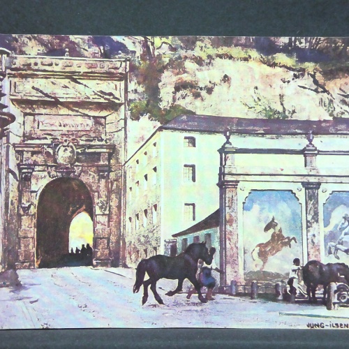 Salzburg Pferdeschwemme Künstlerkarte Jung Ilsenheim JW 2