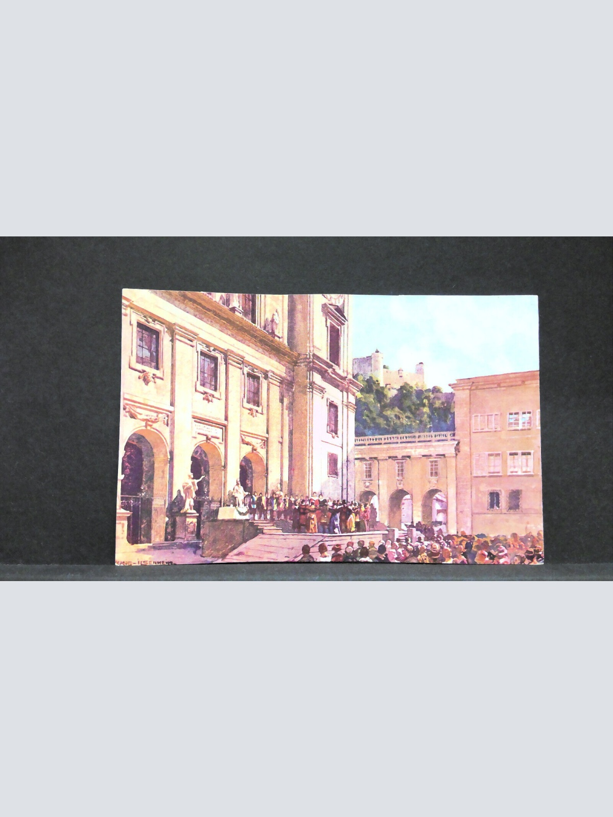 Salzburg Festspielplatz Gemälde Festung Schauspieler Publikum JW 7143