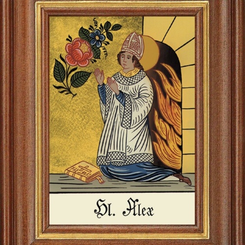 Hinterglasbild Heiliger Alex Patronatsbild Taufe Namenspatron  12,7x16