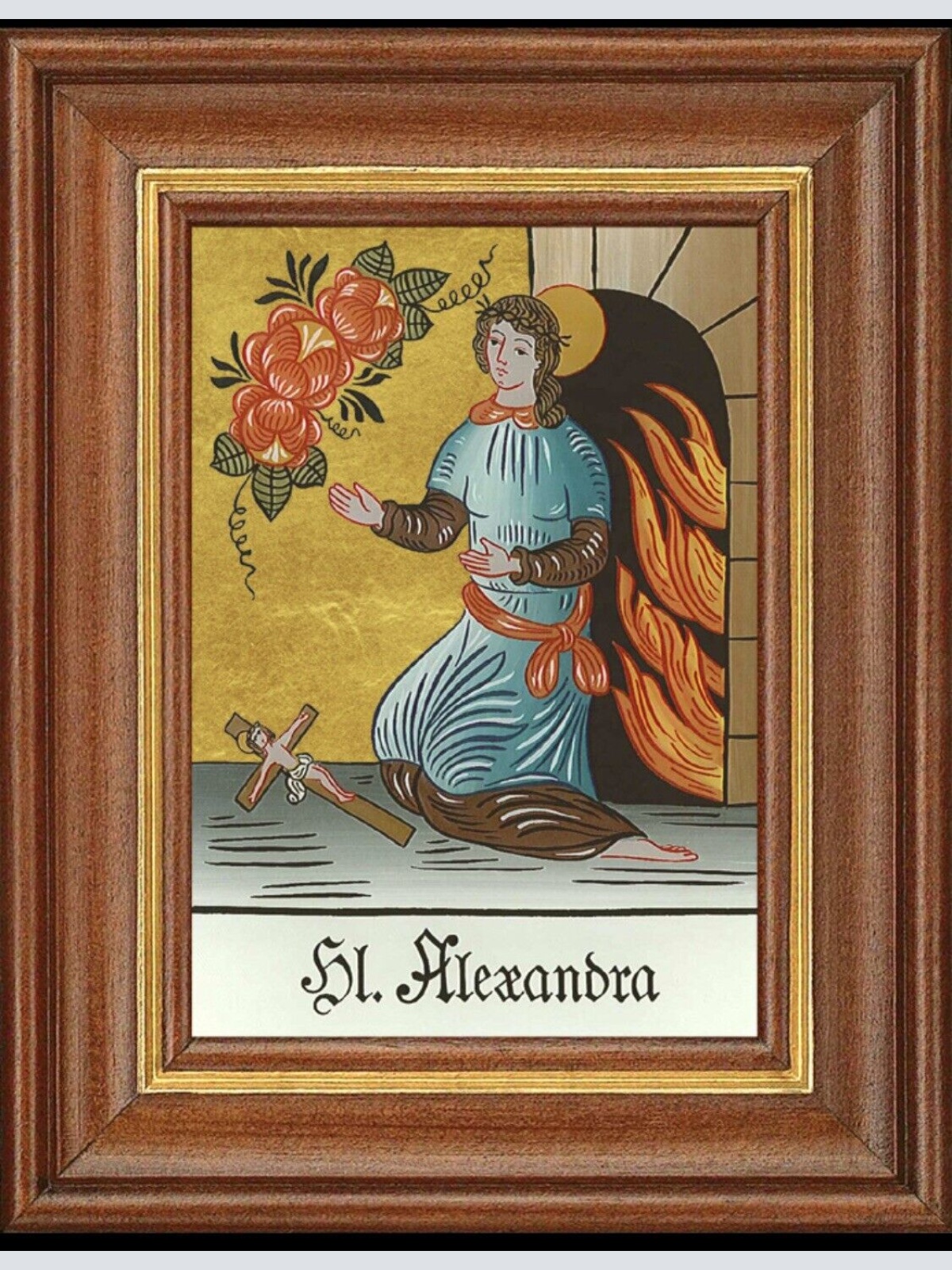 Hinterglasbild Heilige Alexandra Patronatsbild Taufe Namenspatron  12,7x16