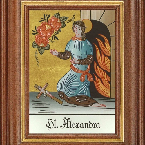 Hinterglasbild Heilige Alexandra Patronatsbild Taufe Namenspatron  12,7x16
