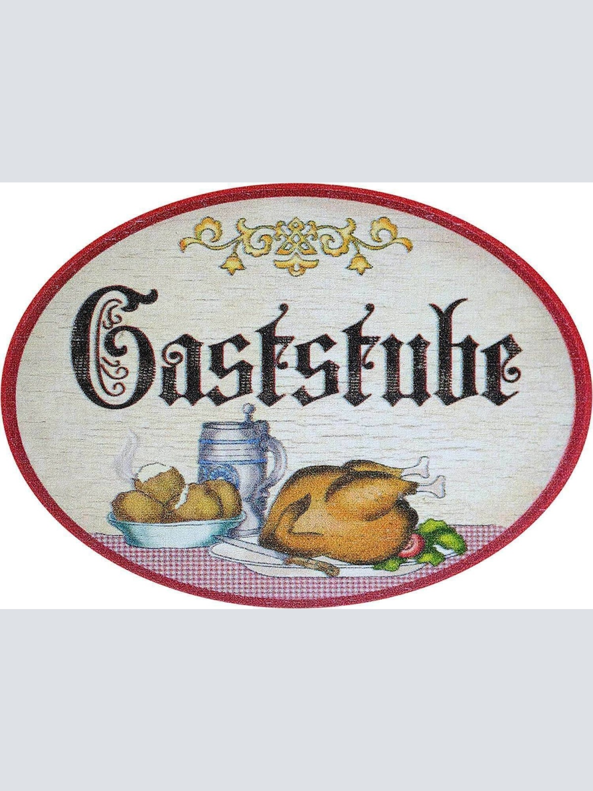 Nostalgie retro gaststube türschild antiker stil birkensperrholz oval 9x6,5cm