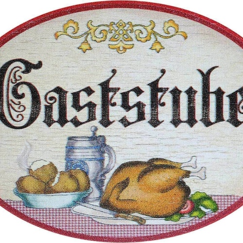 Nostalgie retro gaststube türschild antiker stil birkensperrholz oval 9x6,5cm