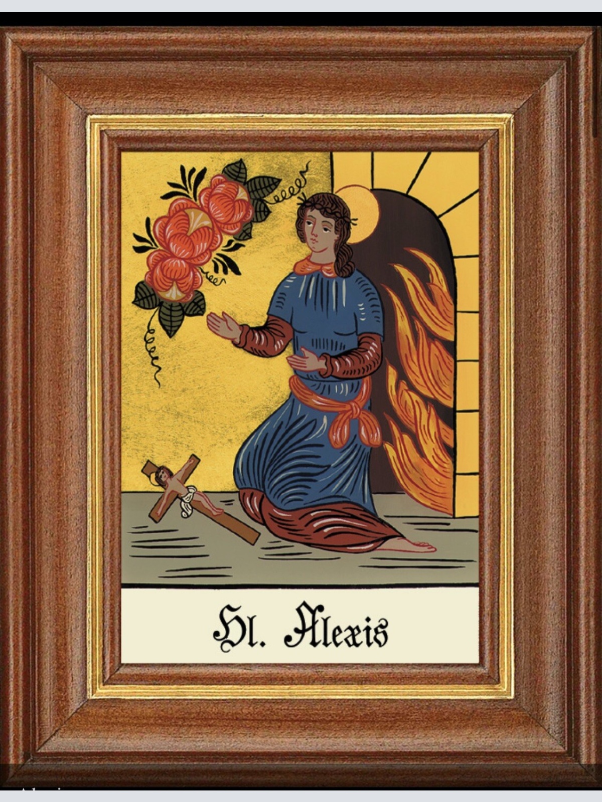 Hinterglasbild Heilige Alexis Patronatsbild Taufe Namenspatron  12,7x16