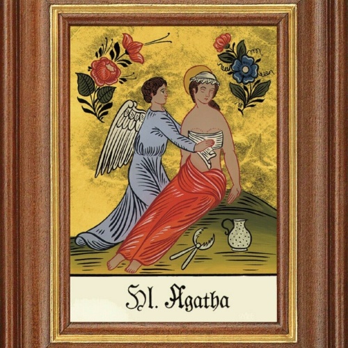 Hinterglasbild Heilige Agatha Patronatsbild Taufe Namenspatron  12,7x16