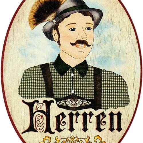 Nostalgie retro herren tracht türschild antik birkensperrholz oval 9x6,5cm