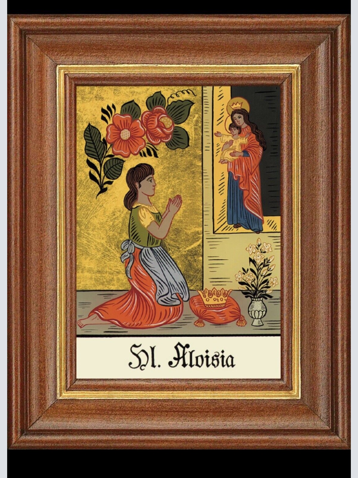 Hinterglasbild Heilige Aloisia Patronatsbild Taufe Namenspatron  12,7x16