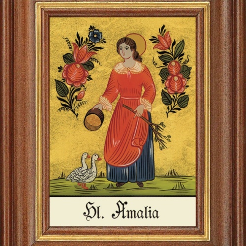 Hinterglasbild Heilige Amalia Patronatsbild Taufe Namenspatron  12,7x16