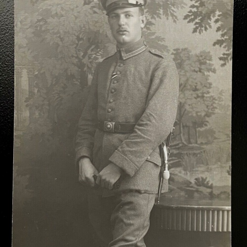 Porträt Soldat Uniform Schirmmütze Bart H.Trietz München Militär Krieg 402491 TH