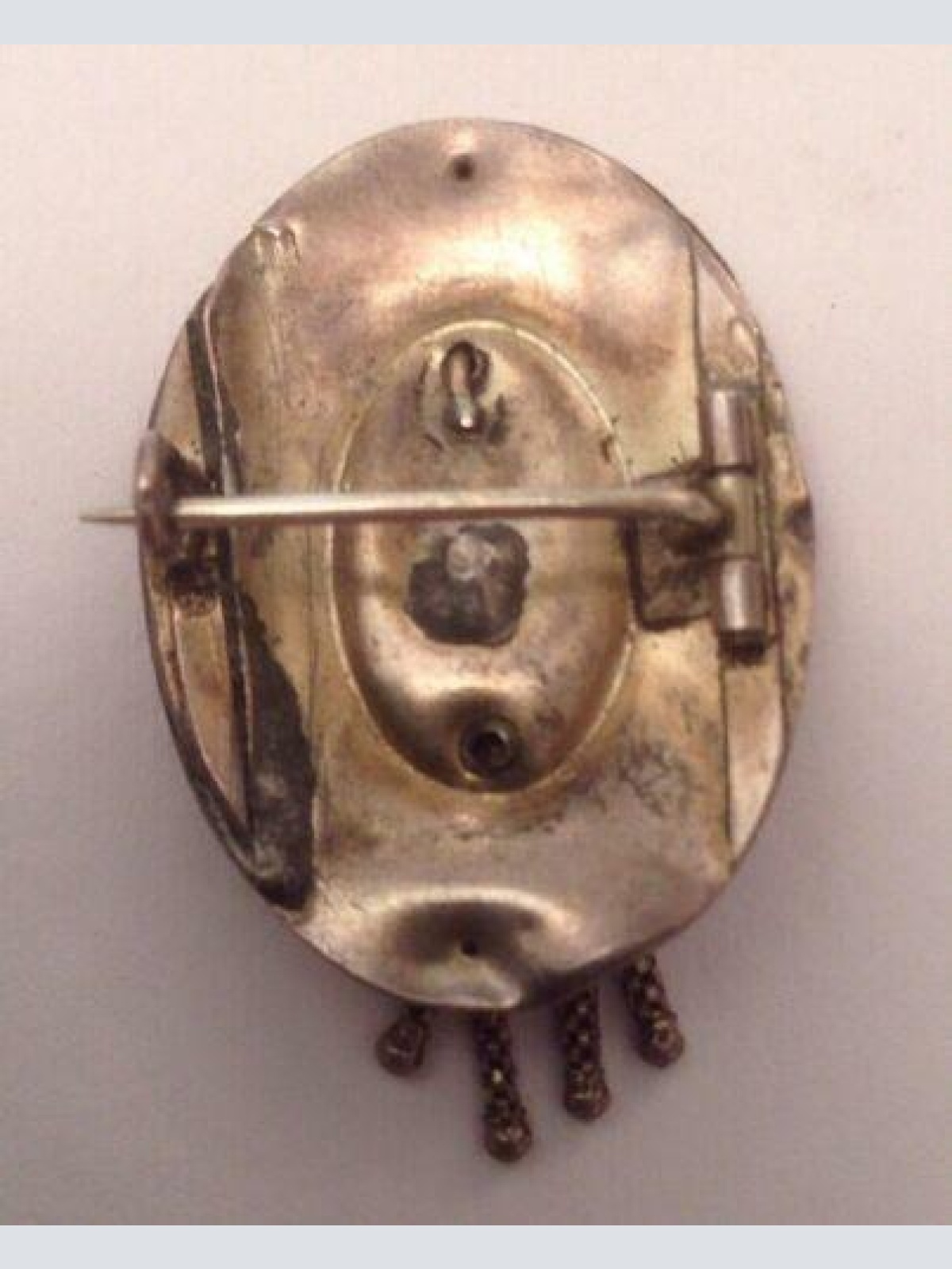 Biedermeier Schaumgold Brosche Türkis roter Glasstein 12815