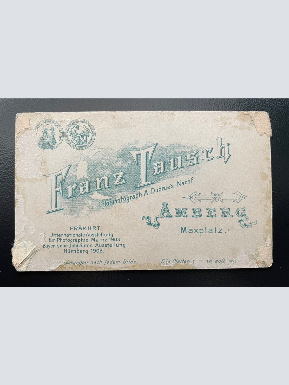 Foto Porträt Soldat Uniform Bart F.Tausch Amberg ca.10,4x6,4cm 402427 TH