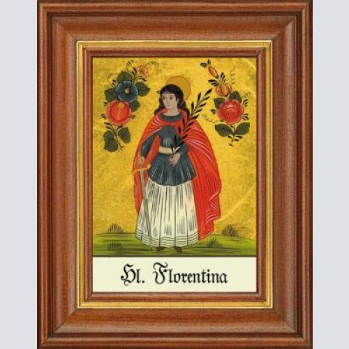 Hinterglasbild - heilige florentina - patronatsbild taufe namenspatron 12,7x16