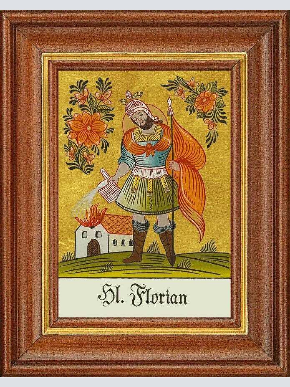 Hinterglasbild - heiliger florian - patronatsbild taufe namenspatron 12,7x16
