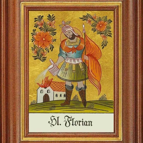 Hinterglasbild - heiliger florian - patronatsbild taufe namenspatron 12,7x16