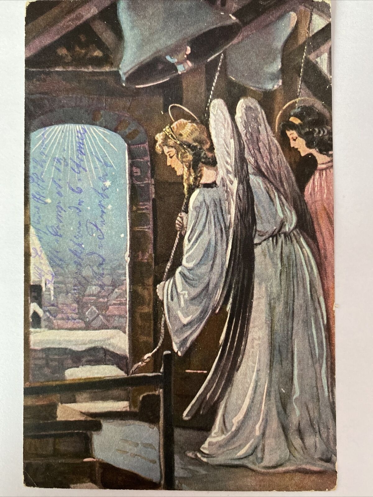 Weihnachtspostkarte, Engel, Glocke 410034 AH