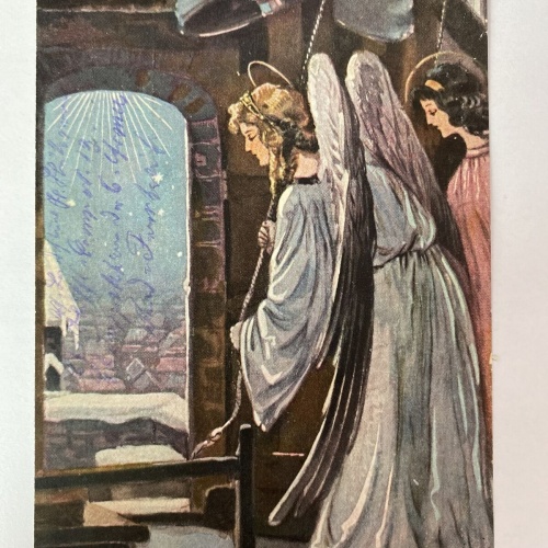 Weihnachtspostkarte, Engel, Glocke 410034 AH