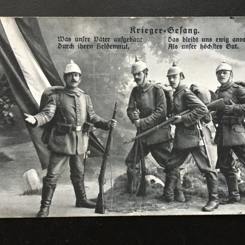 Krieger-Gesang - Lied Singende Soldaten Militär Krieg Pickelhaube  400625 TH