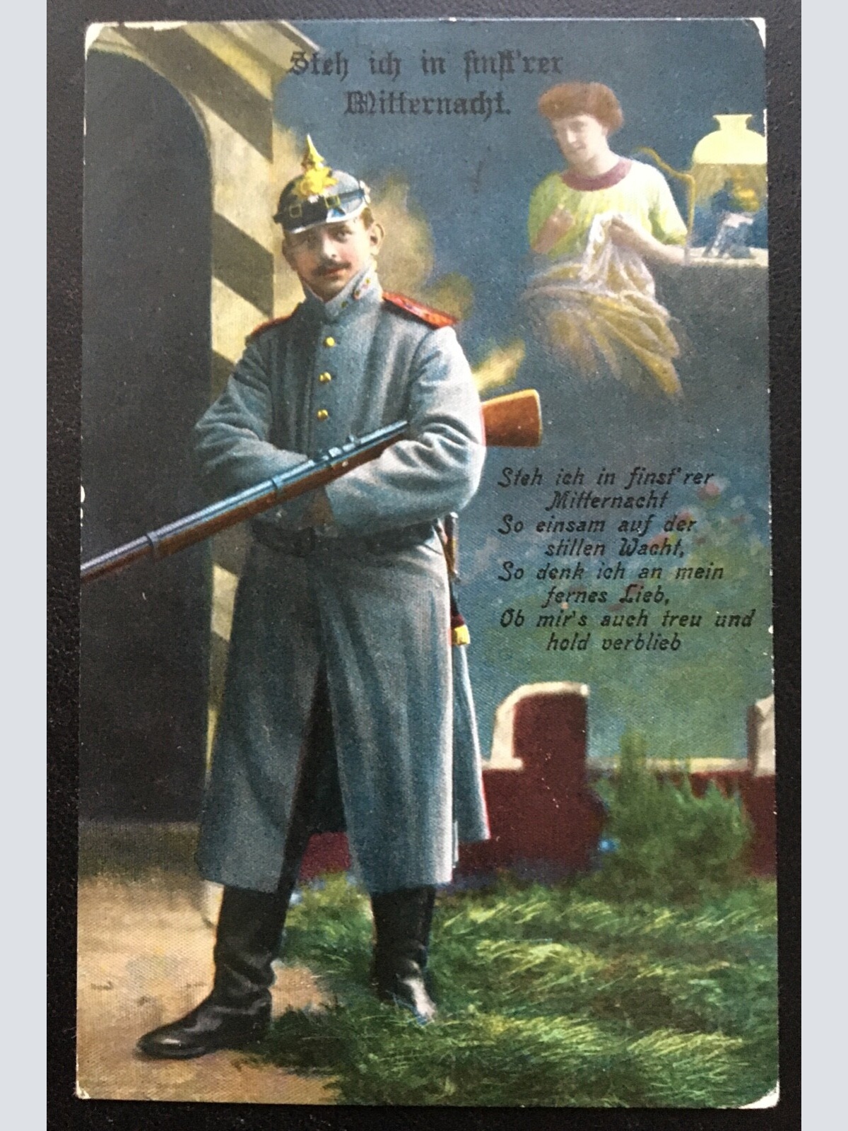 In finsterer Mitternacht - Soldat träumt von Frau - Militär Krieg 400646 TH