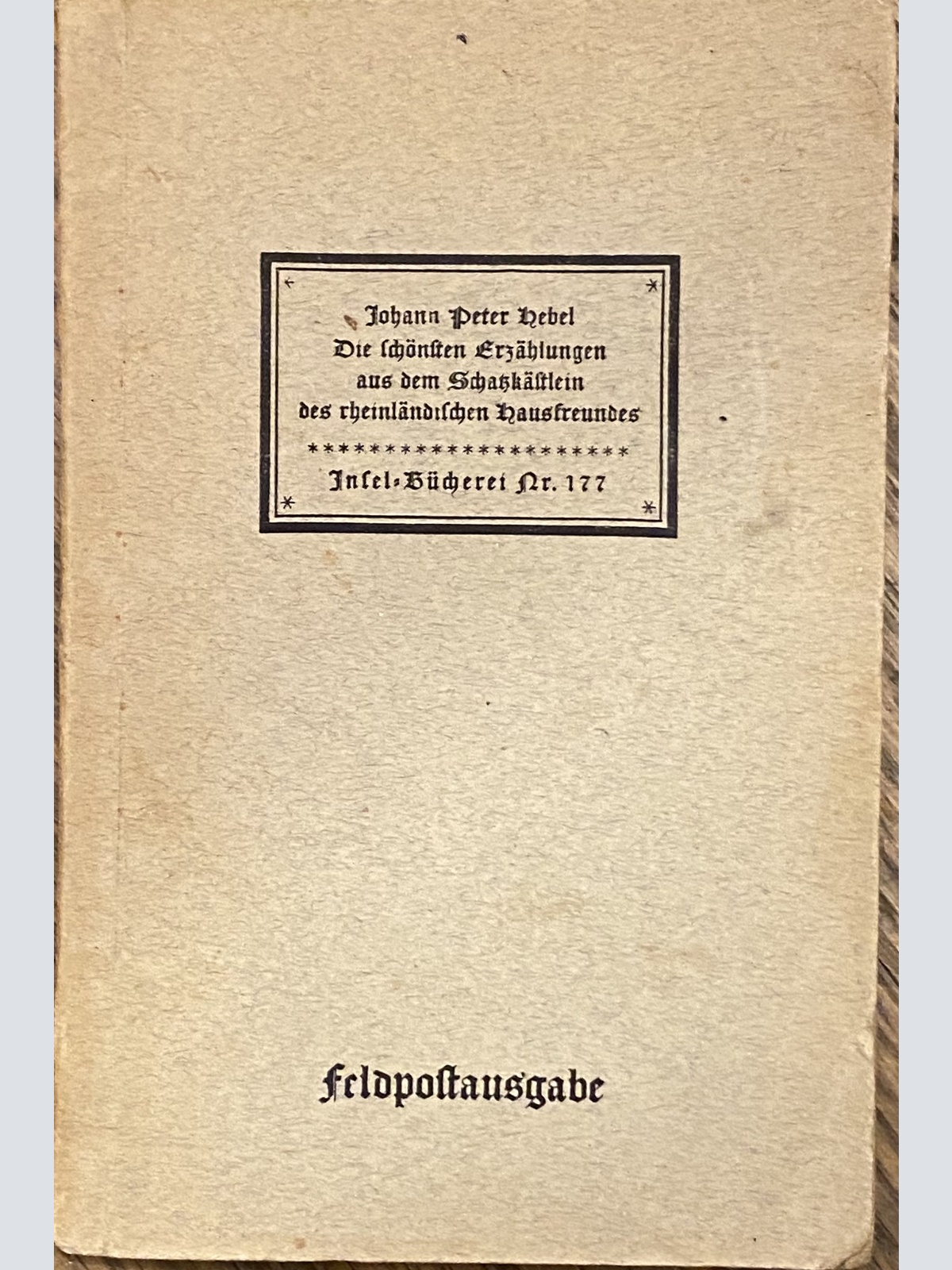 1189 Johann Peter Hebels ALEMANNISCHE GEDICHTE AUSWAHL HC