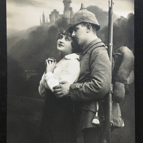 Stolzenfels am Rhein - Soldat mit Frau - Militär Krieg 400669 TH