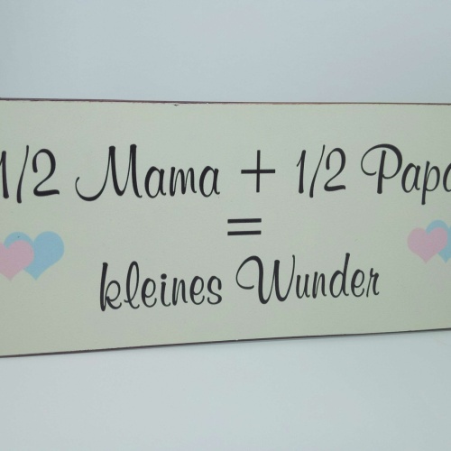 Nostalgie Vintage Retro Blechschild Mama Papa kleines Wunder 30.5x13 cm 60230