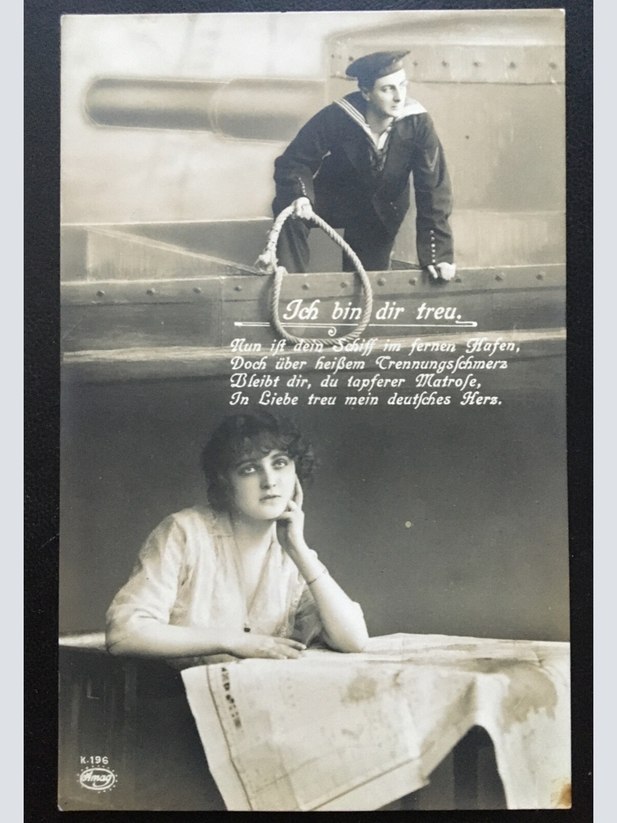 Ich bin dir treu - Matrose mit Frau - Soldaten Militär Krieg 400688 TH A