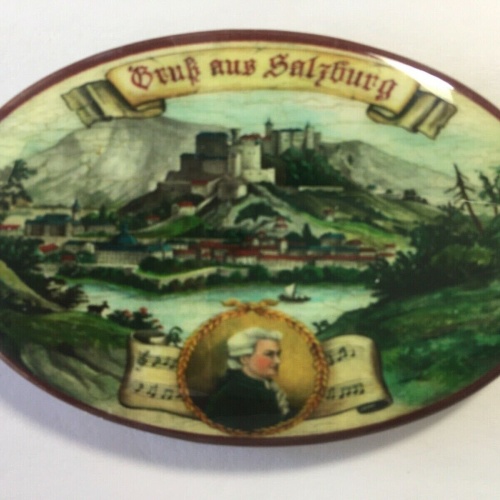 Nostalgie flaschenöffner magnet gruß aus salzburg festung mozart noten