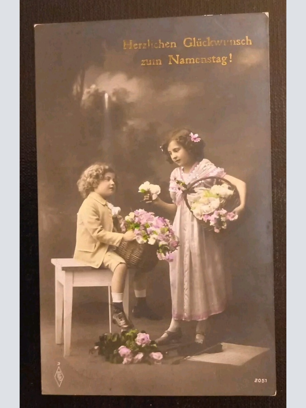 Glückwunsch Zum Namenstag Junge Und Mädchen Mit Rosen 400537 gr I