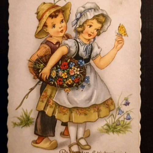 Glückwünsche Zum Namenstag Junge U. Mädchen Mit Blumen U.Schmetterling 2321 gr I