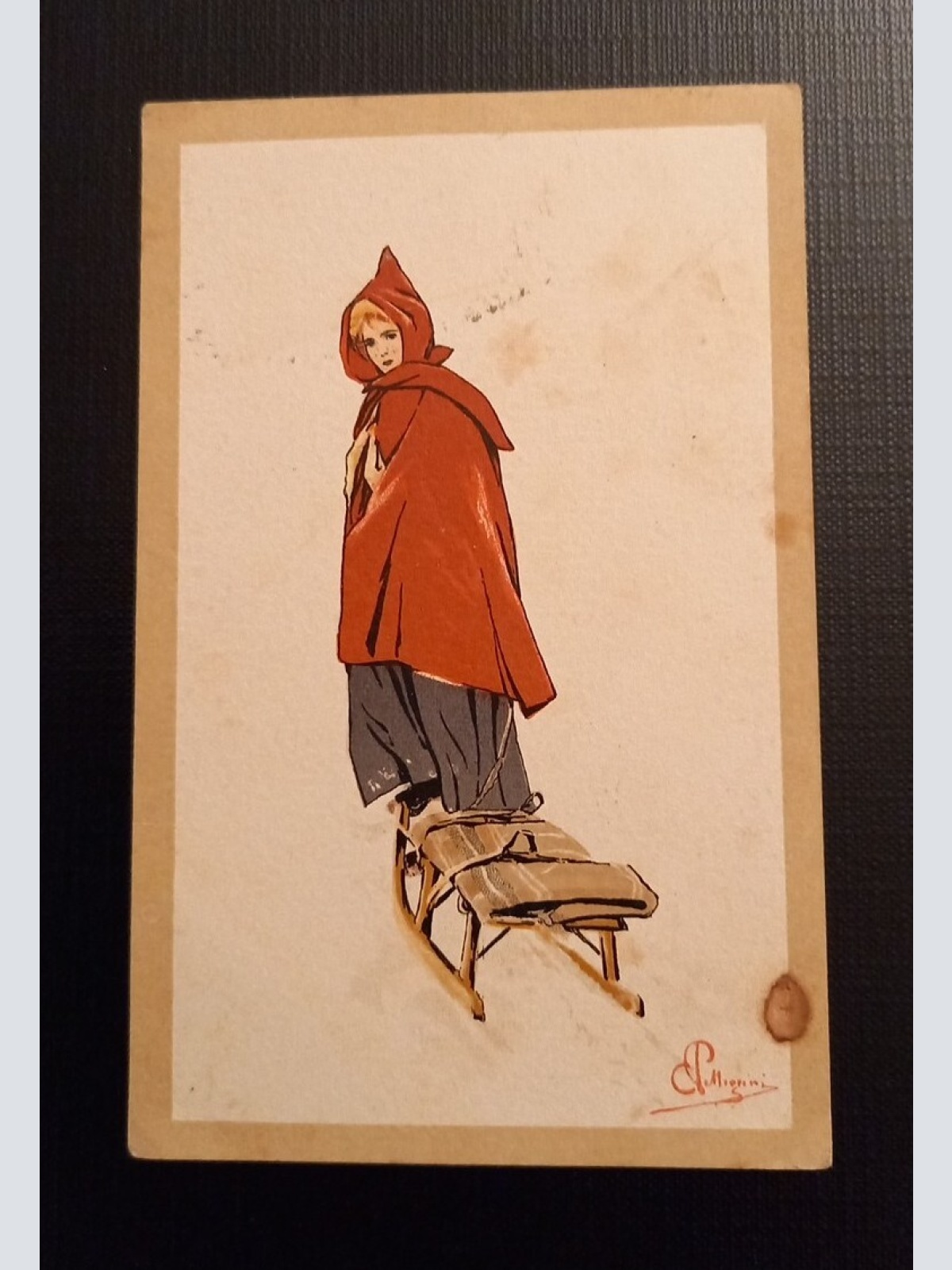 Carlo Pellegrini  Südtirol Frau Mit Schlitten 800056 Ga E