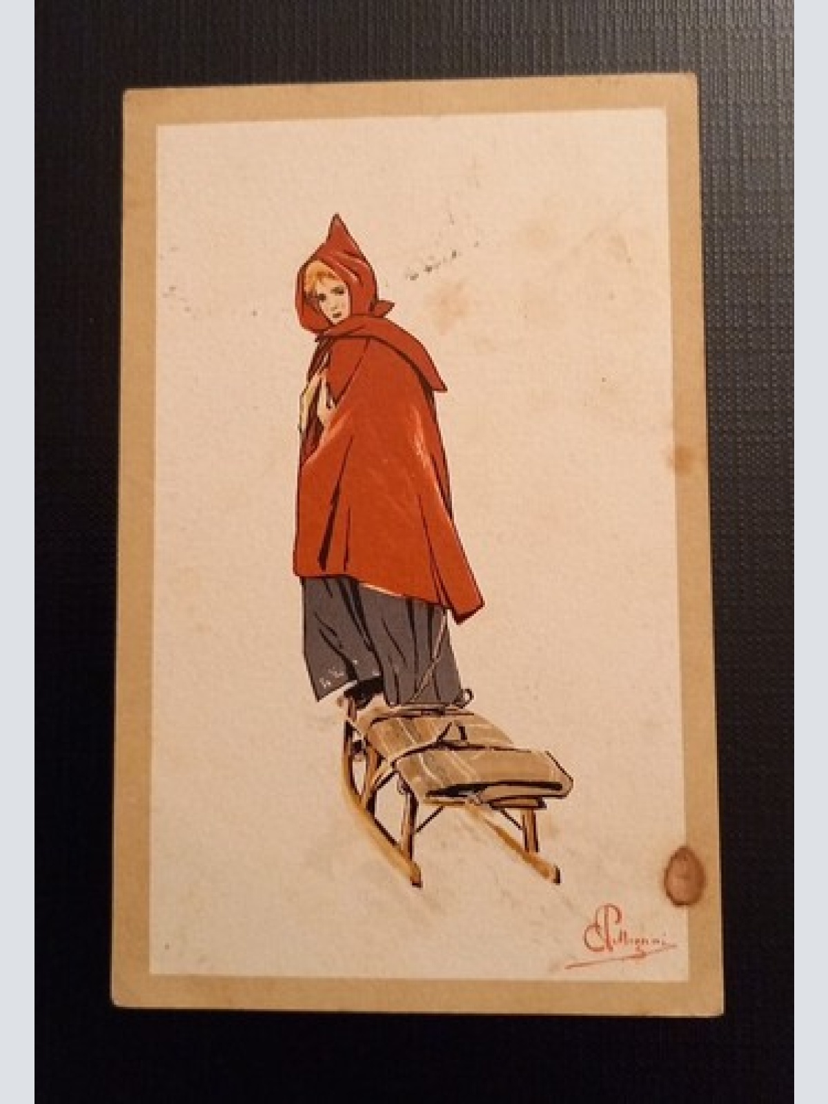 Carlo Pellegrini  Südtirol Frau Mit Schlitten 800056 Ga E