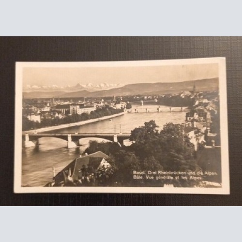 Ansichtskarte Schweiz Basel Drei Rheinbrücken Und Die Alpen Bale Ga B