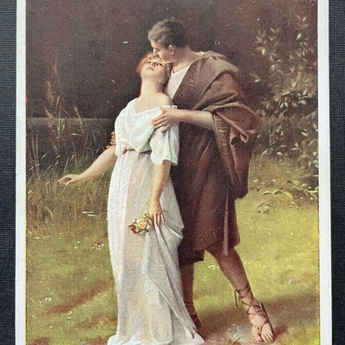 Malerei Der erste Kuss Schroedter Mann Frau Paar Kleid Umhang Natur 400390 TH