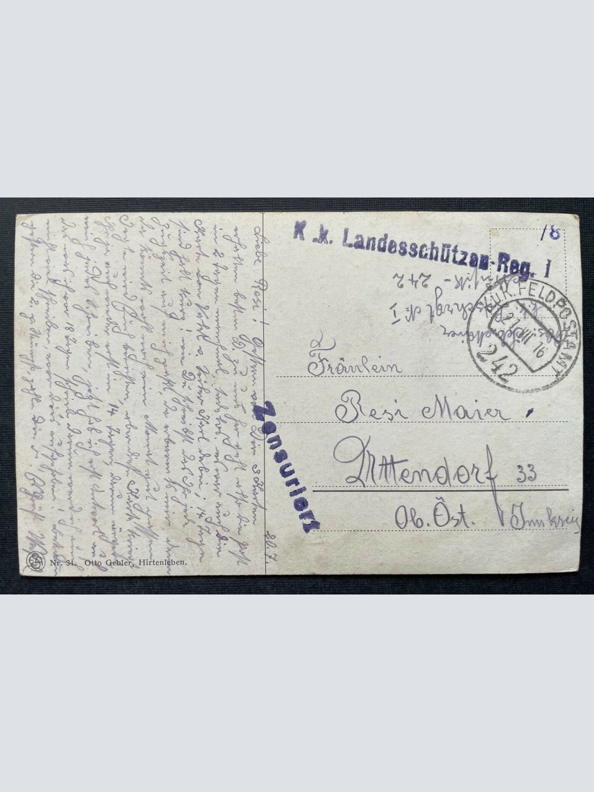 Malerei Hirtenleben O.Gebler Schäfer Schafe Kinder Kleid Tracht Gänse 400398 TH