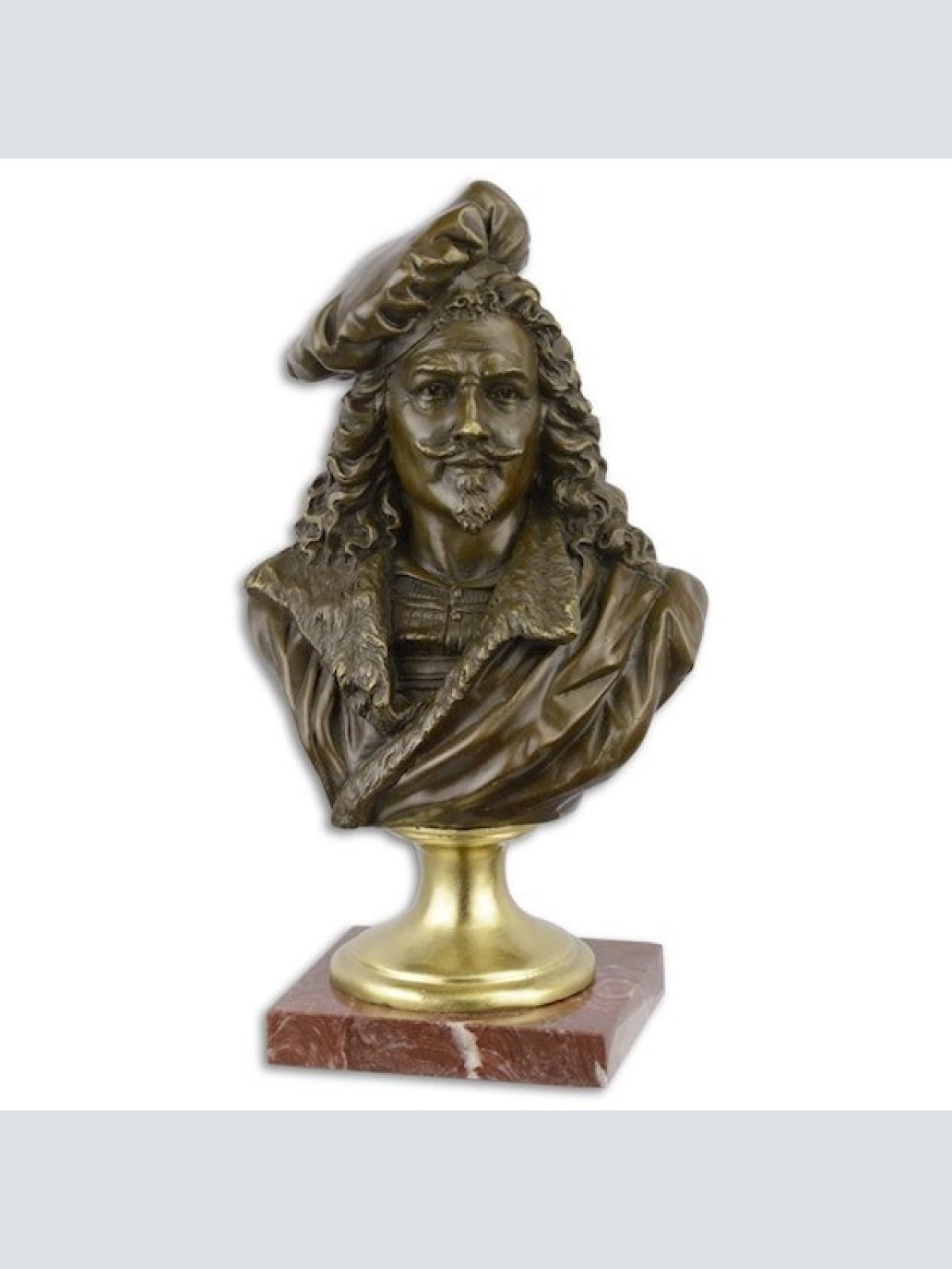Bronze Skulptur auf Marmor Block Rembrandt Harmenszoon van Rijn NLBE-73