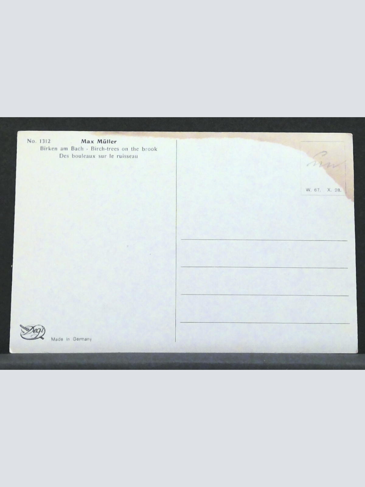 Max Müller Birken am Bach Gemälde Tiefdruck JW 410169 F