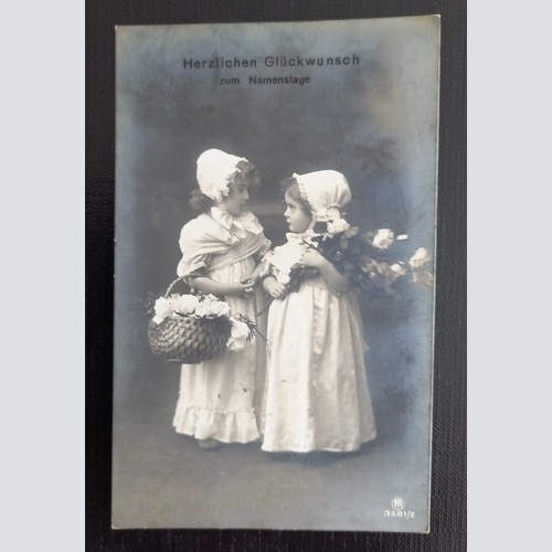 Glückwunschkarte Zum Namenstag 2 Mädchen Mit Rosen 5551 H