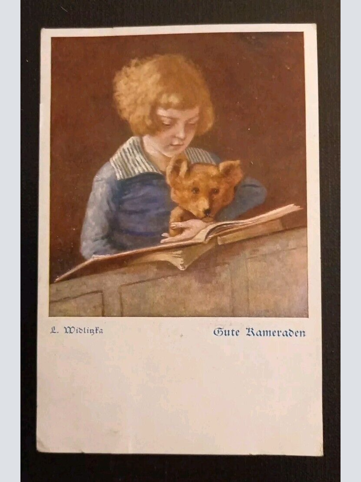 Künstlerkarte Mädchen Mit Tier Gute Kameraden 600619A Gr